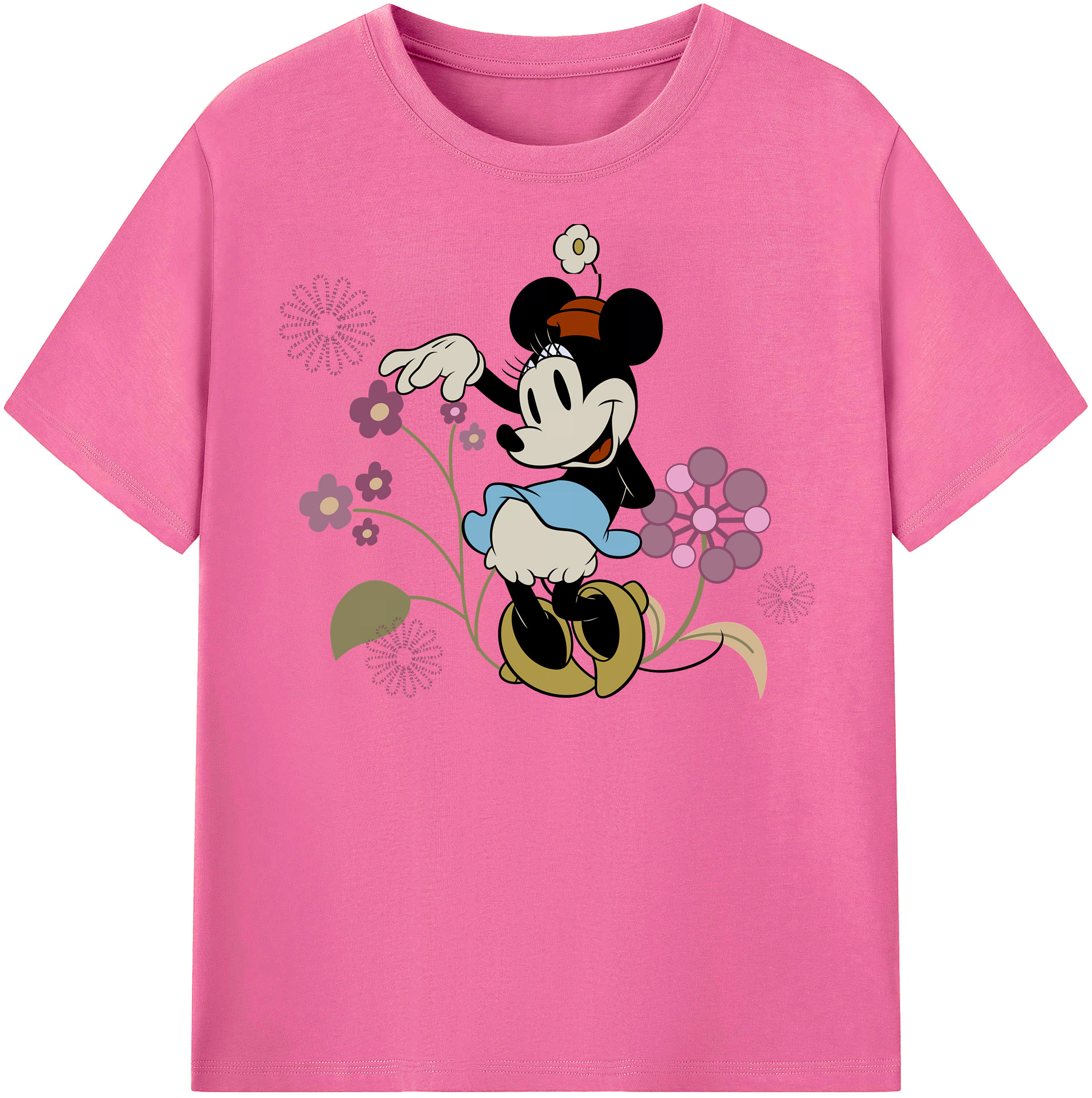（画像用） ミッキーマウス Mickey Mouse レディースカジュアルプリントTシャツ（綿100％）